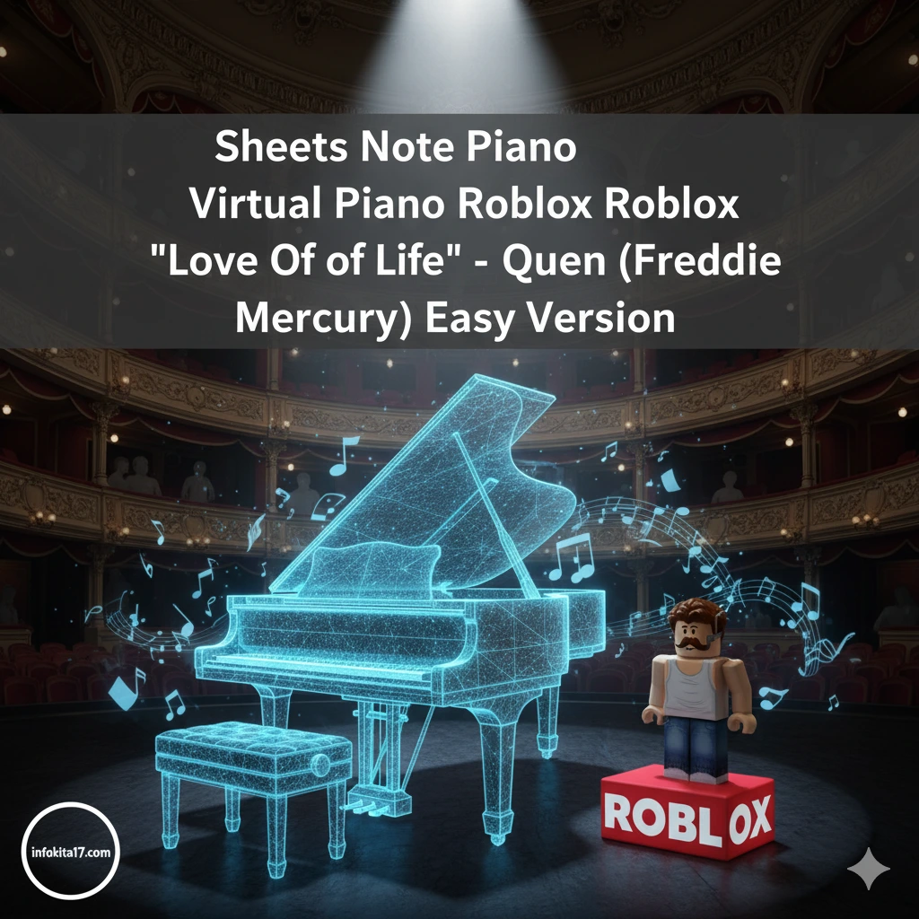 Sheets Note Piano Virtual Piano Roblox “Love Of My Life - Queen” Easy Version