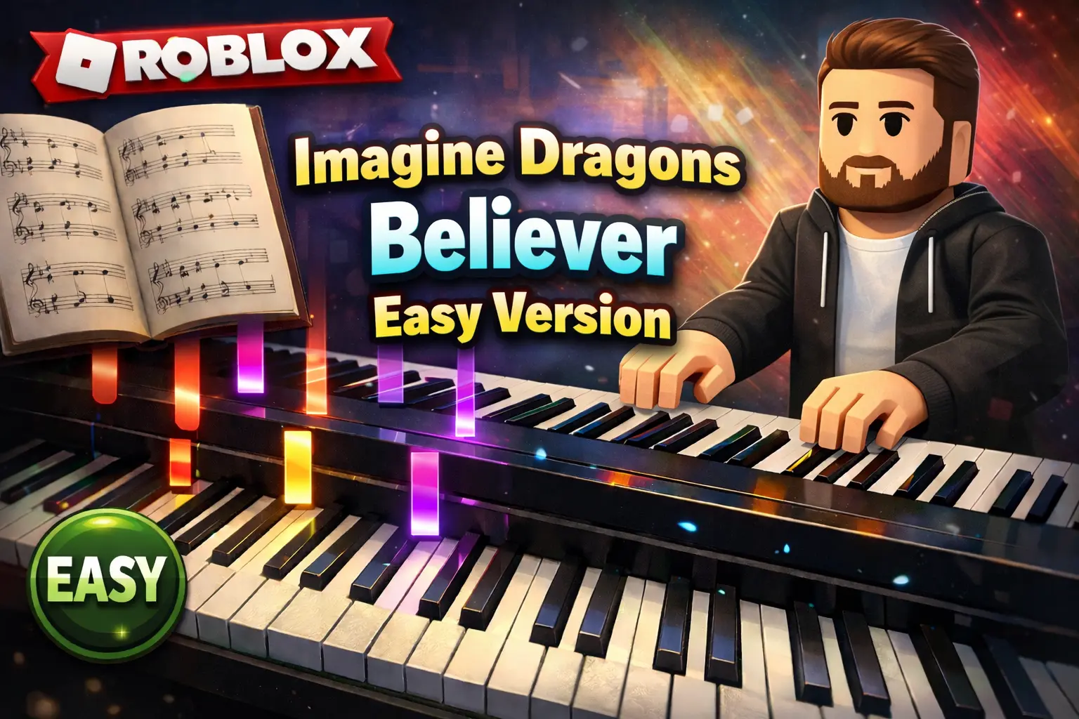 Sheets Note Piano Roblox “Imagine Dragons – Believer” Easy Version