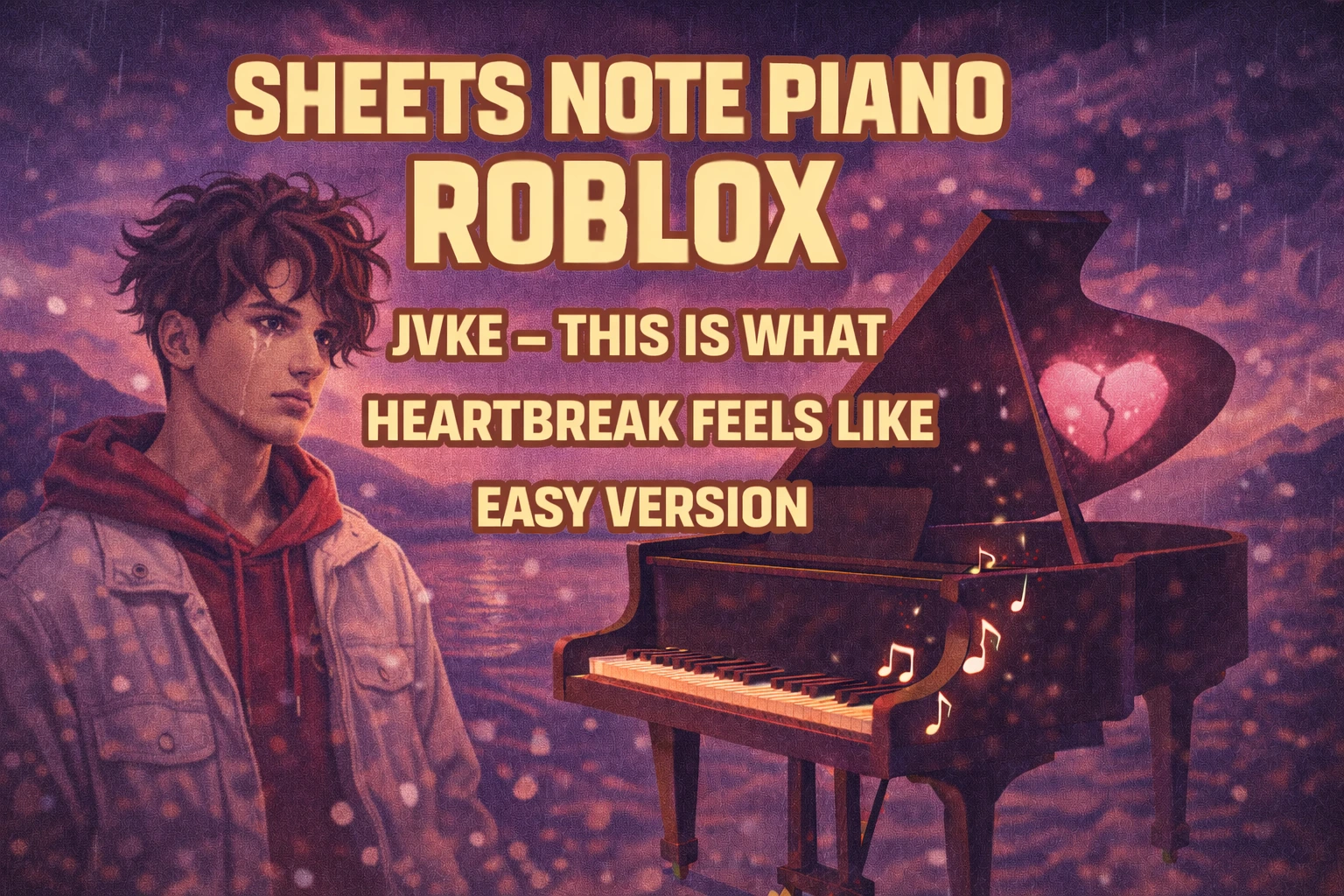 Sheets Note Piano Roblox “JVKE – This Is What Heartbreak Feels Like” Easy Version