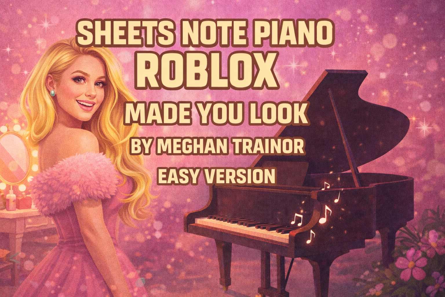 Sheets Note Piano Roblox “Made You Look by Meghan Trainor” Easy Version