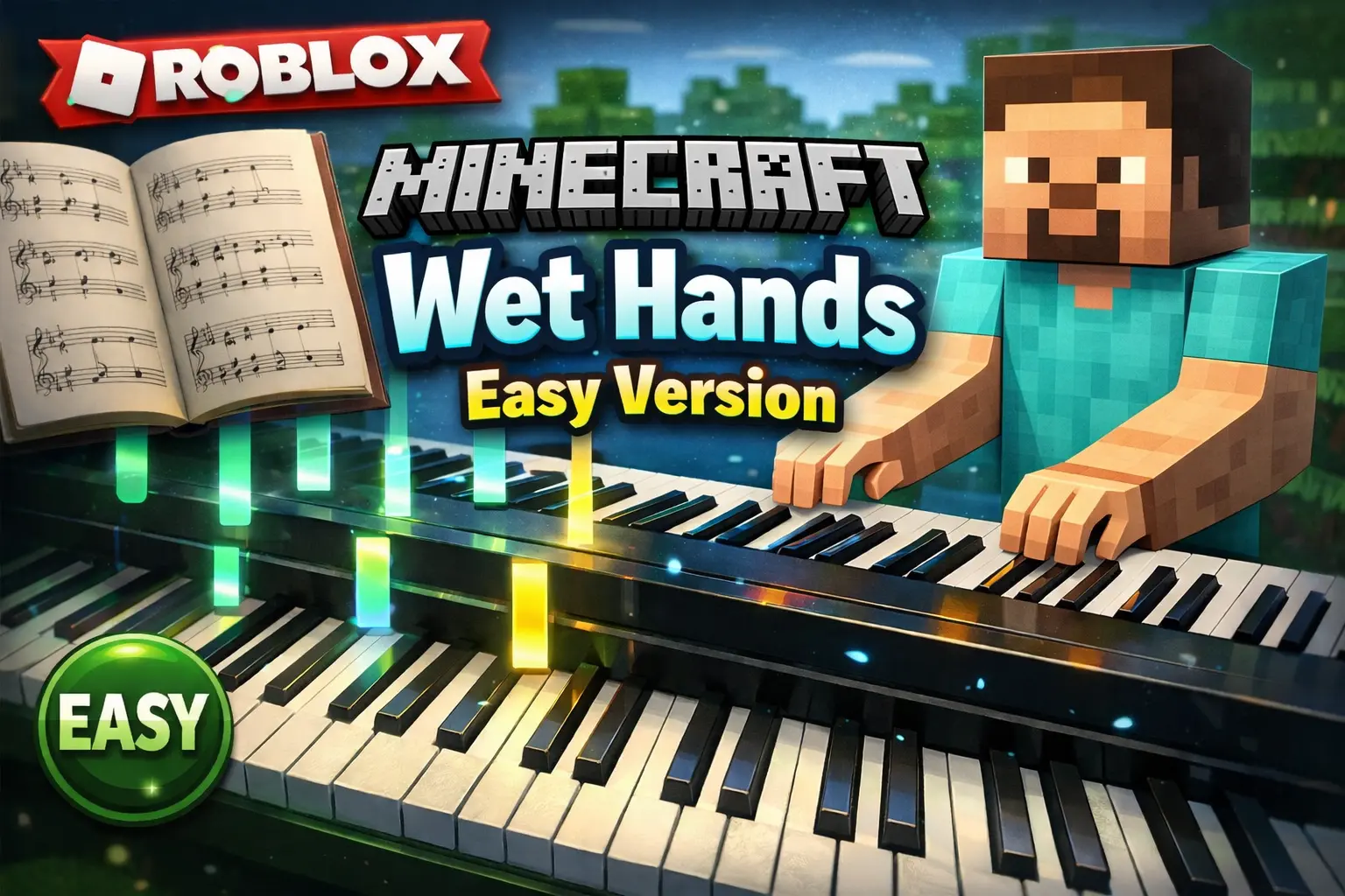 Sheets Note Piano Roblox “Minecraft – Wet Hands” Easy Version