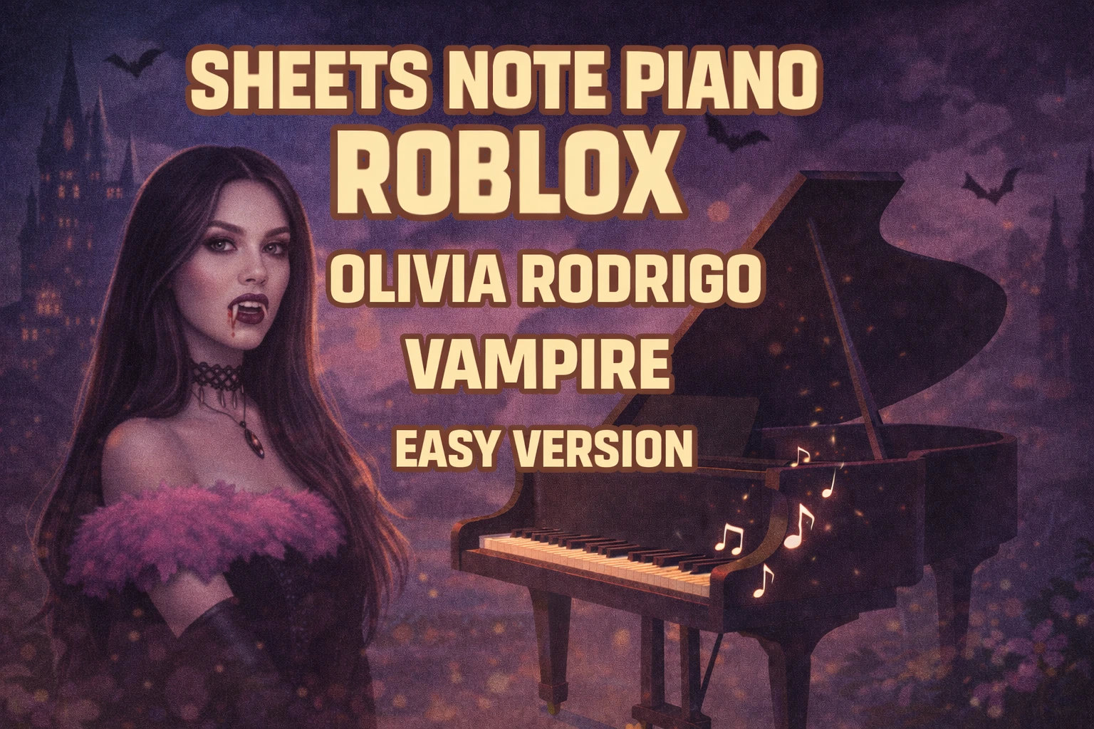 Sheets Note Piano Roblox “Olivia Rodrigo – Vampire” Easy Version