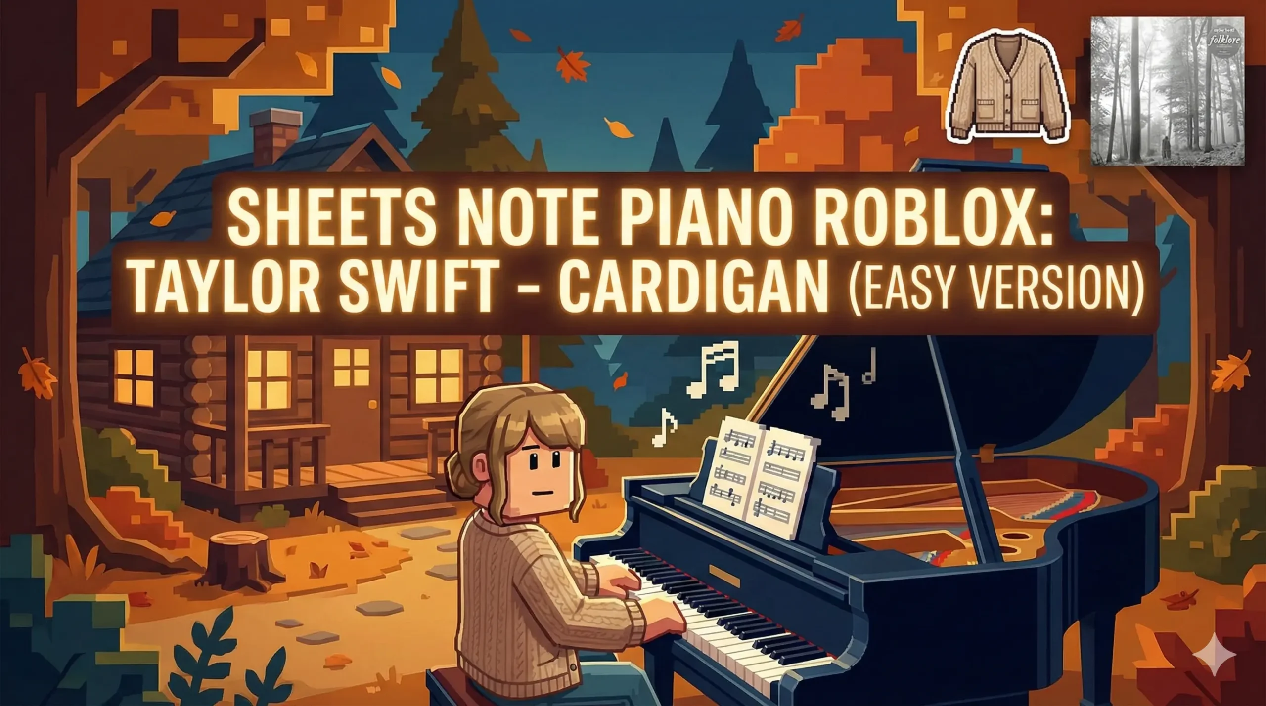 Sheets Note Piano Roblox “Taylor Swift – Cardigan” Easy Version
