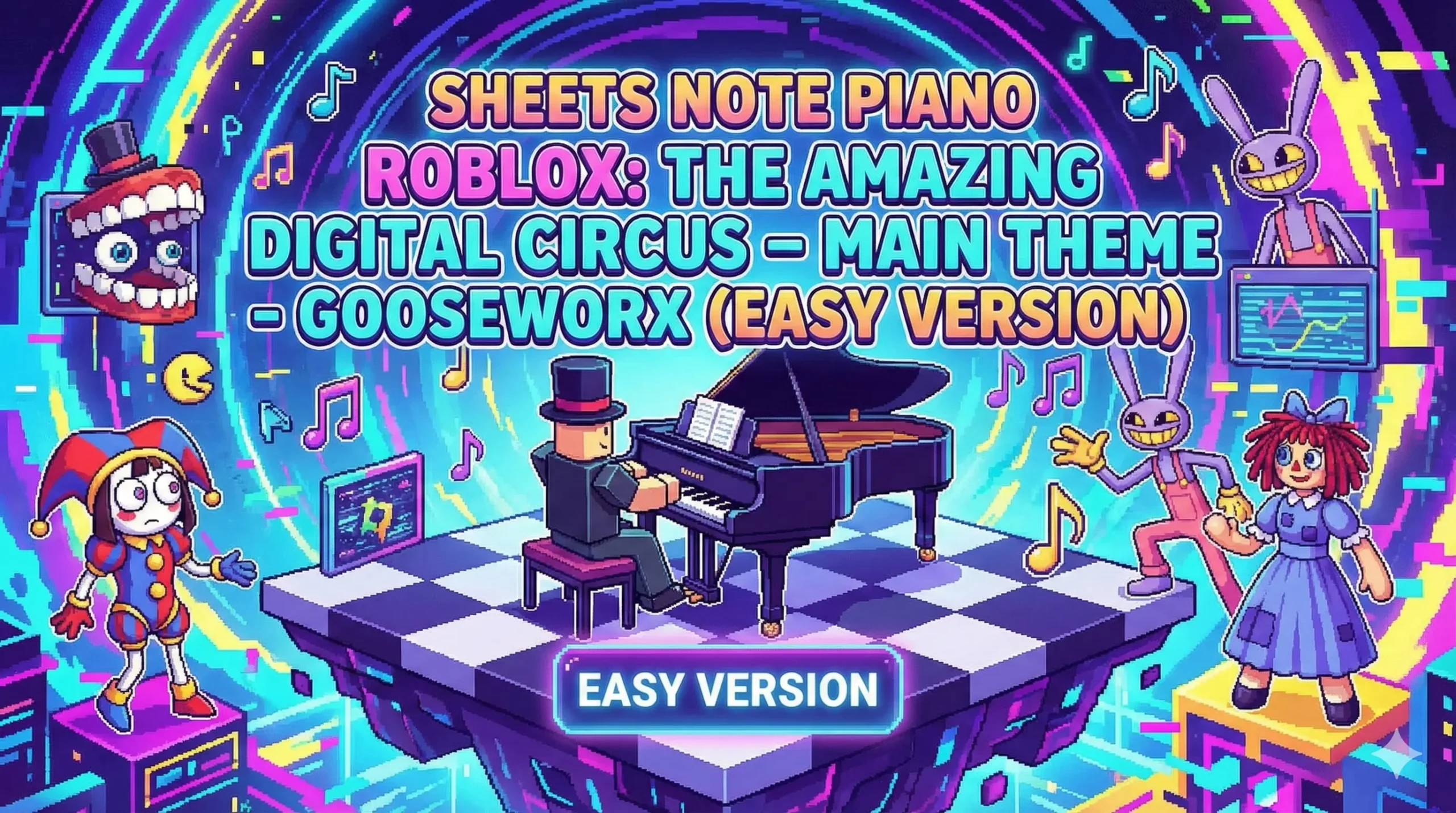 Sheets Note Piano Roblox “The Amazing Digital Circus – Main Theme - Gooseworx” Easy Version