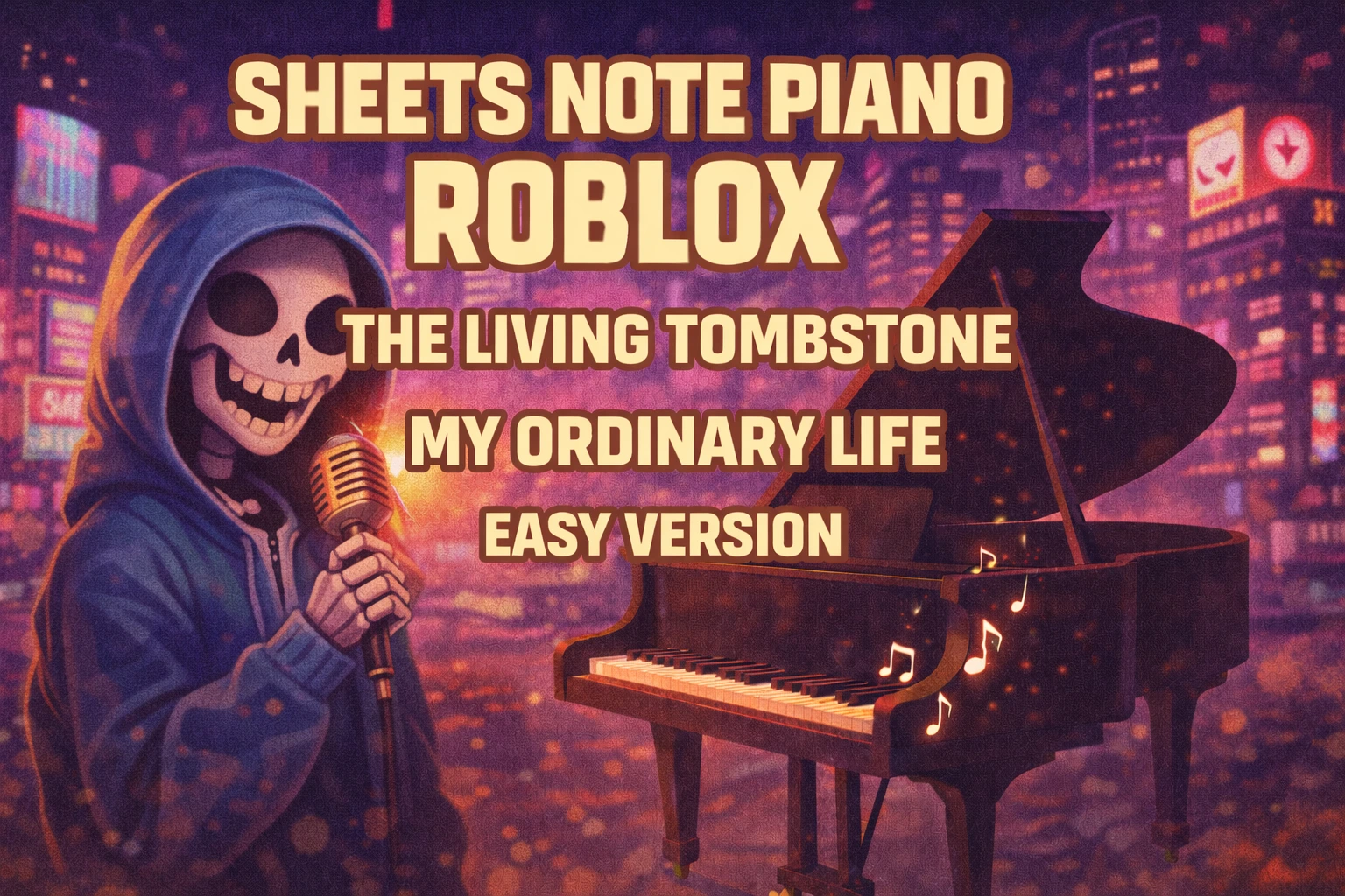 Sheets Note Piano Roblox “The Living Tombstone – My Ordinary Life” Easy Version