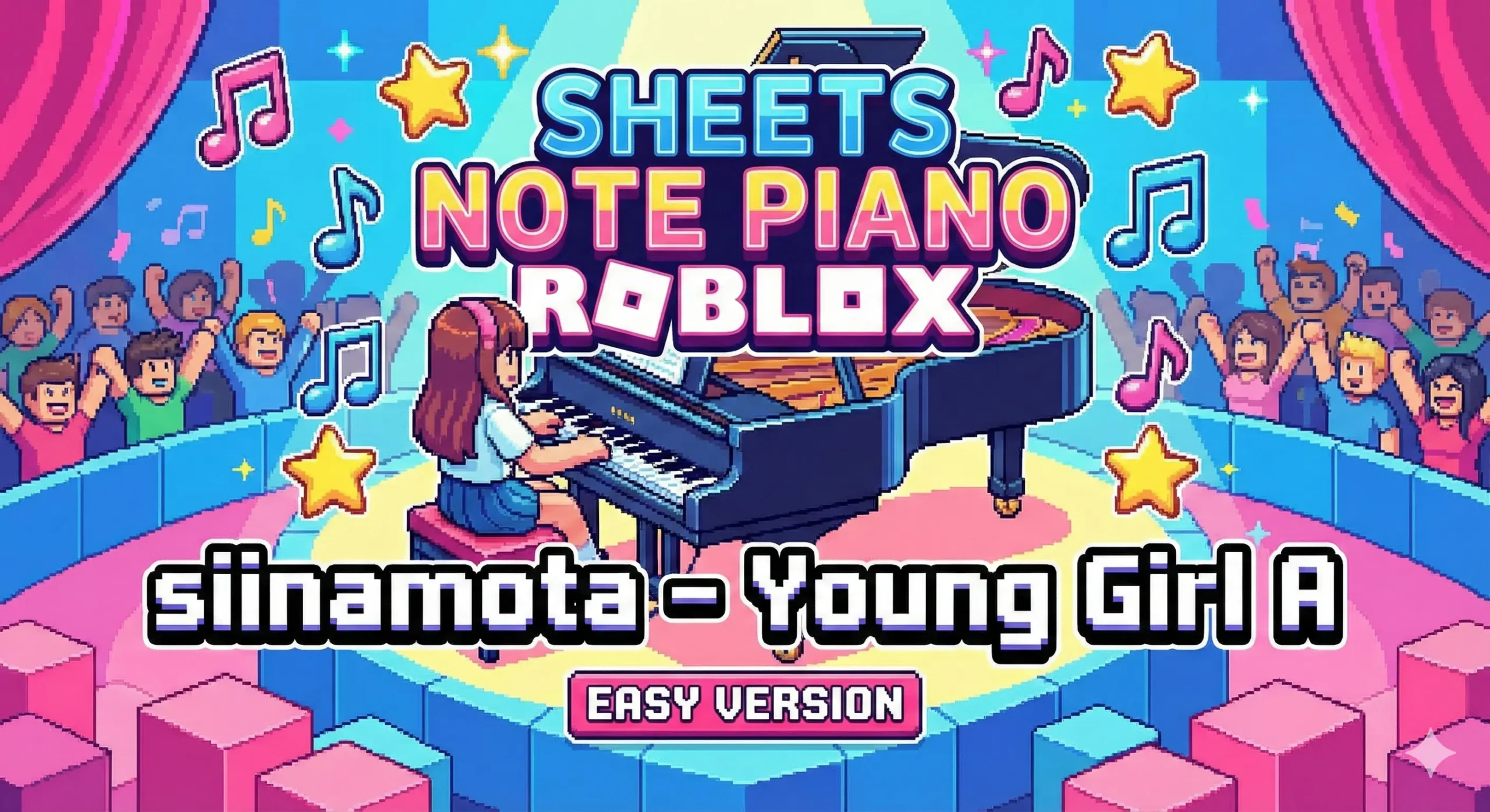 Simple Version Sheets Note Piano Roblox “siinamota – Young Girl A” Easy Version - IF17