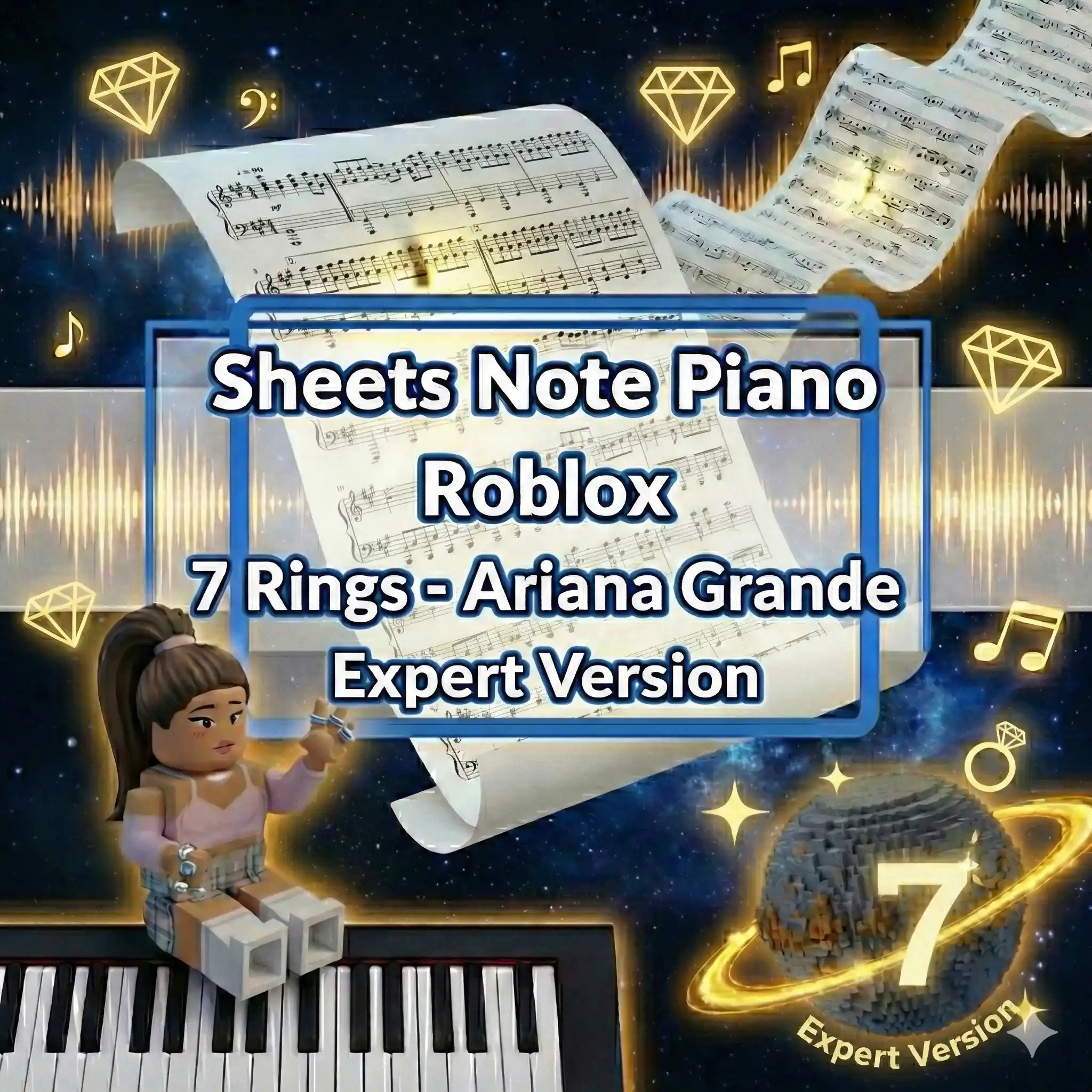Sheets Note Piano Roblox 7 Rings - Ariana Grande Expert Version