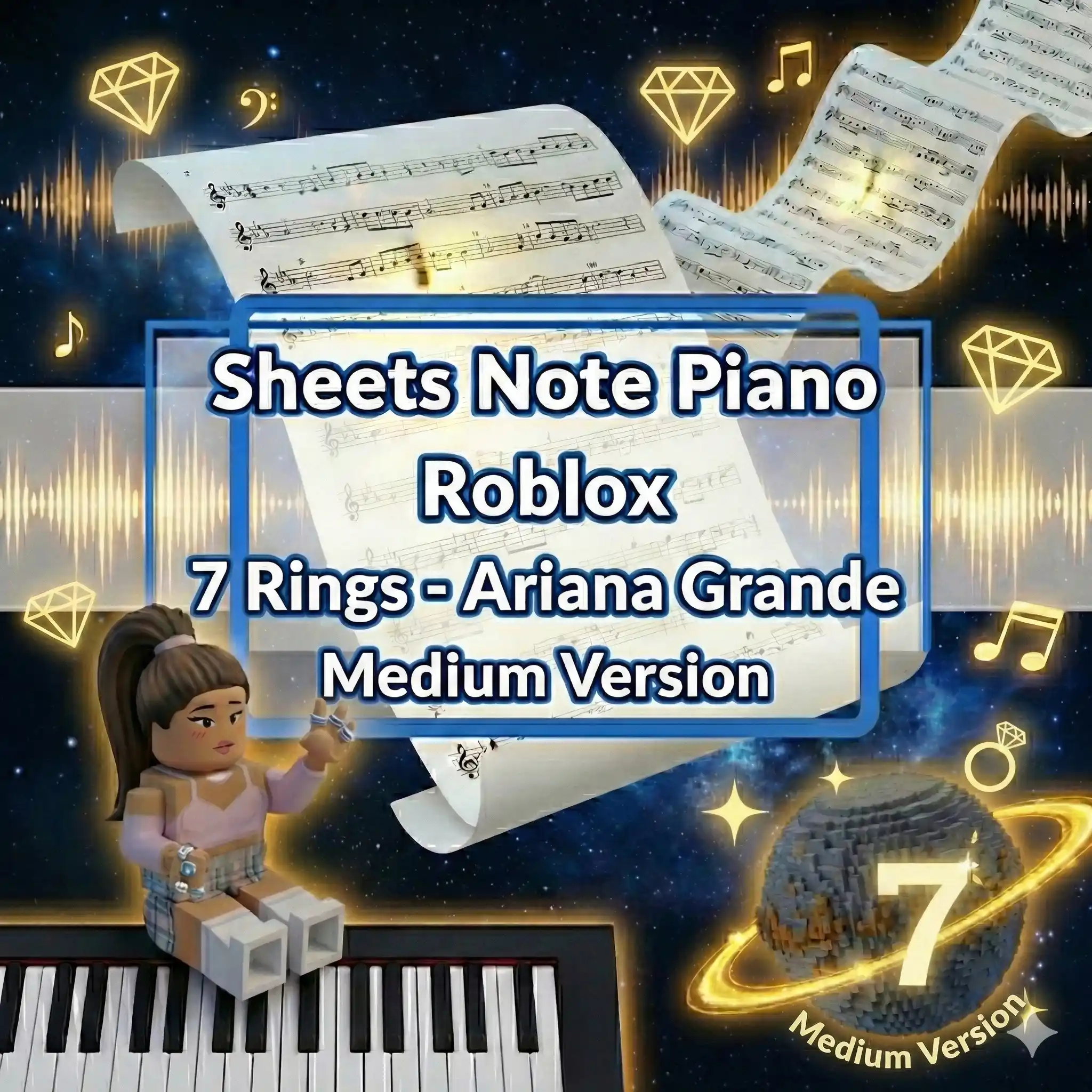 Sheets Note Piano Roblox 7 Rings - Ariana Grande Medium Version