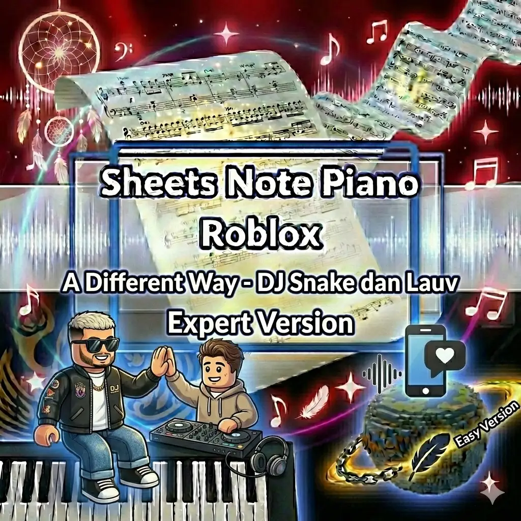 Sheets Note Piano Roblox A Different Way -  DJ Snake & Lauv Expert Version