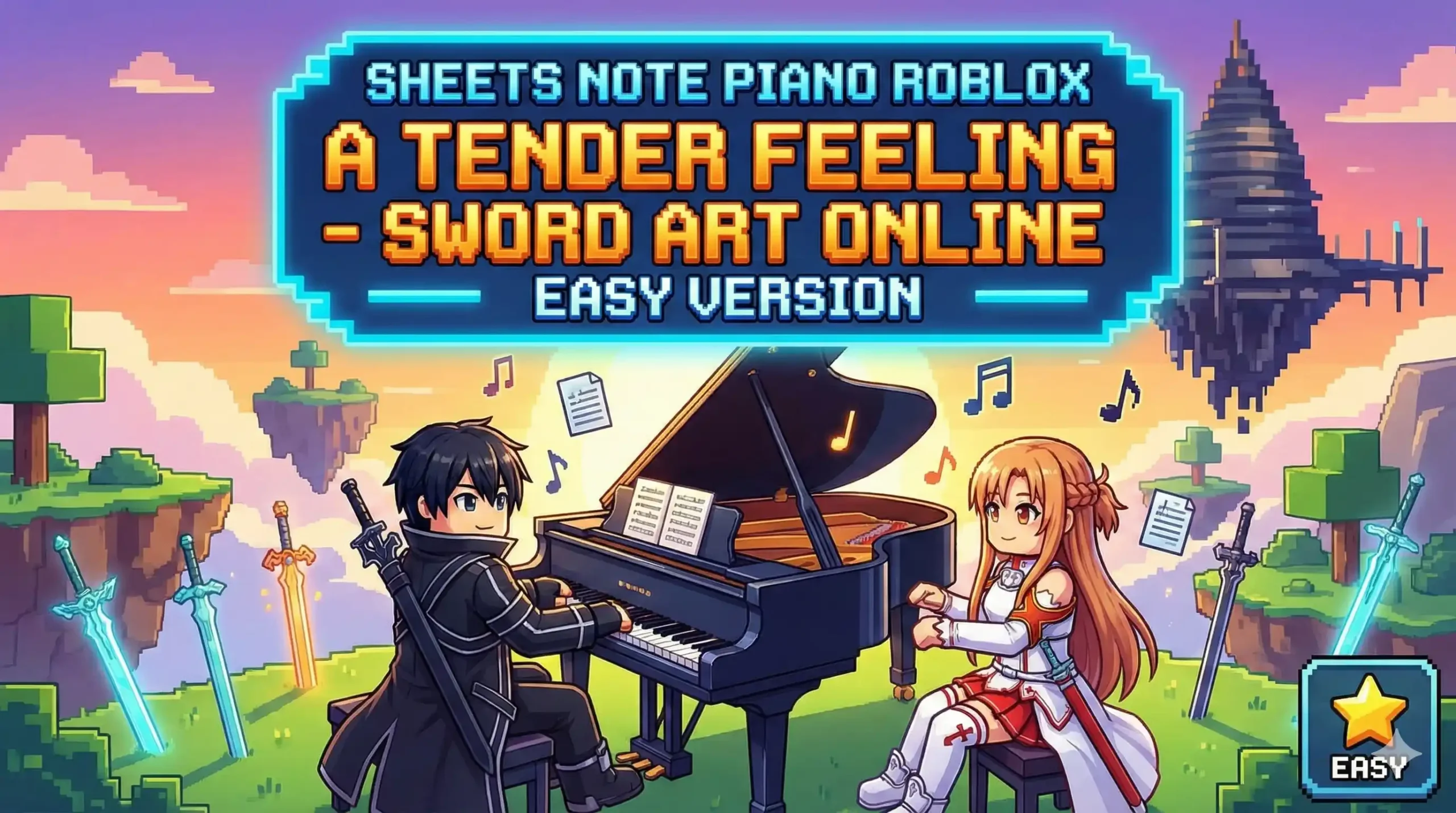 Sheets Note Piano Roblox A Tender Feeling - Sword Art Online Easy Version
