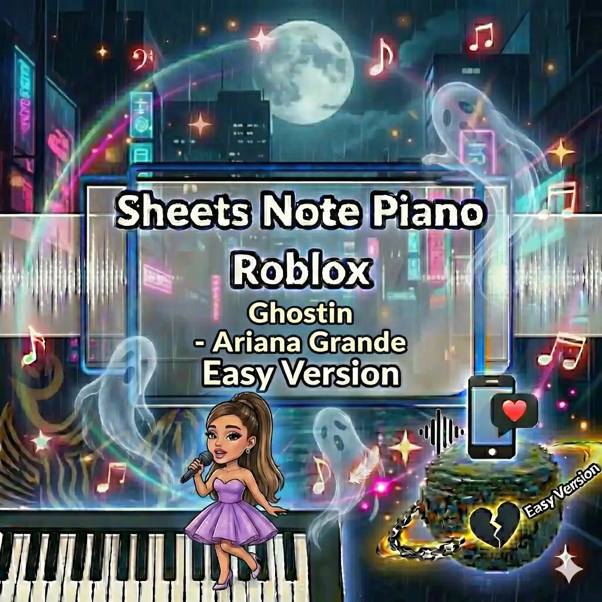 Sheets Note Piano Roblox Ghostin - Ariana Grande Easy Version