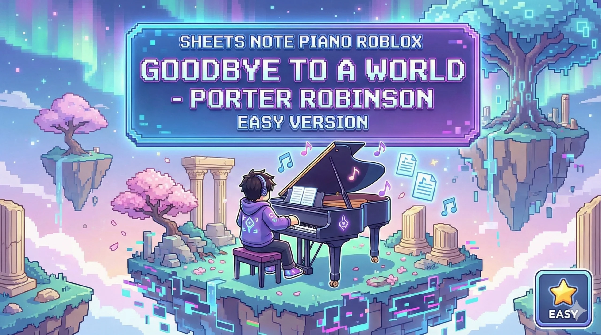 Sheets Note Piano Roblox Goodbye To a World - Porter Robinson Easy Version
