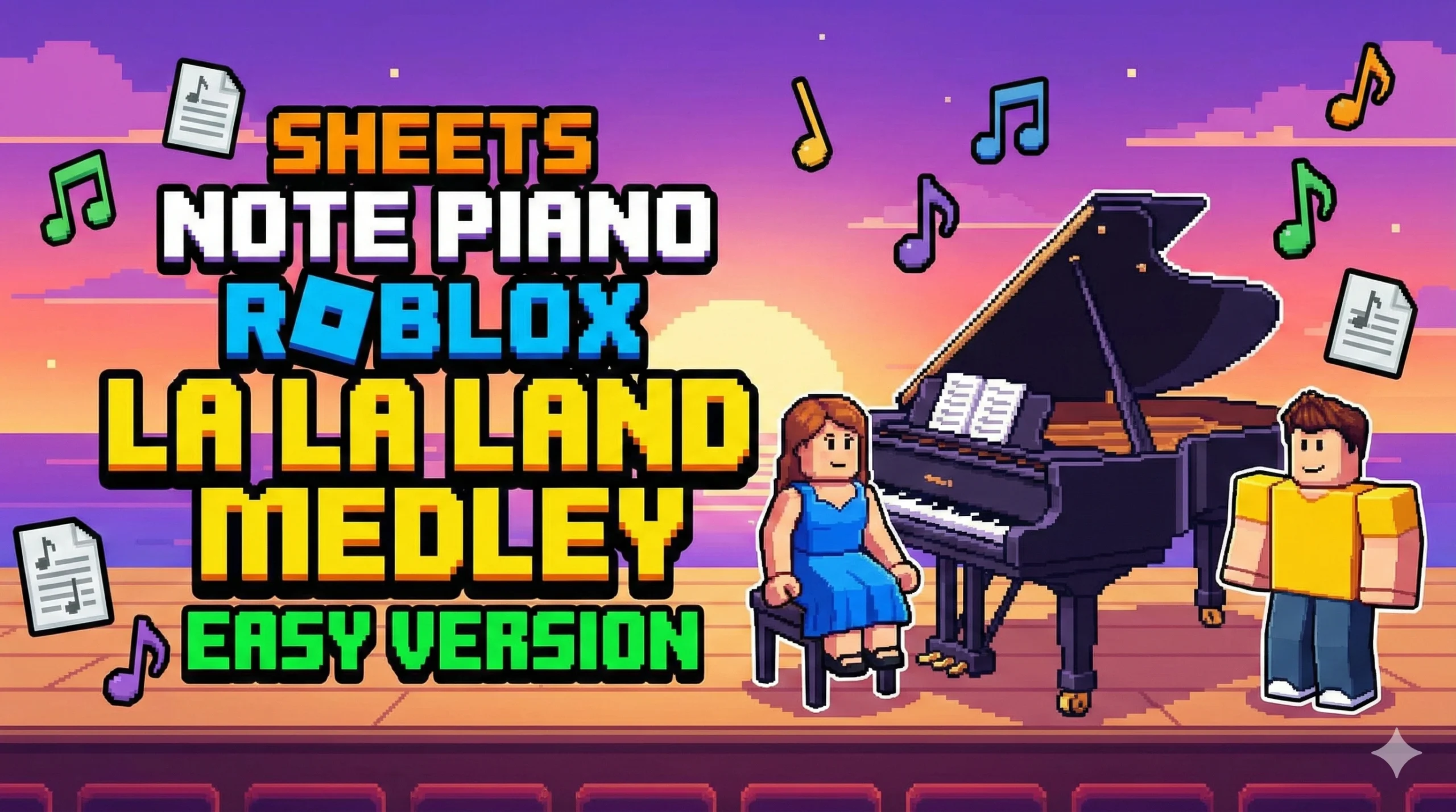 Sheets Note Piano Roblox La La Land Medley Easy Version