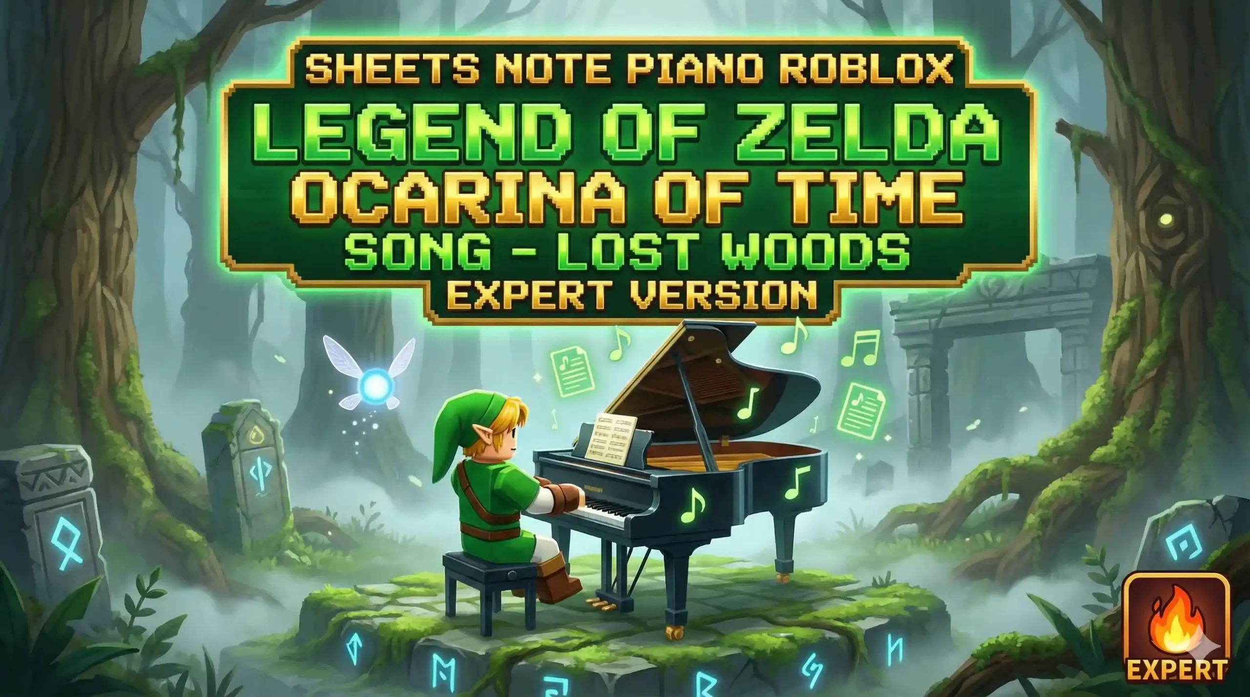Sheets Note Piano Roblox Legend Of Zelda Ocarina of Time Song - Lost Woods Expert Version