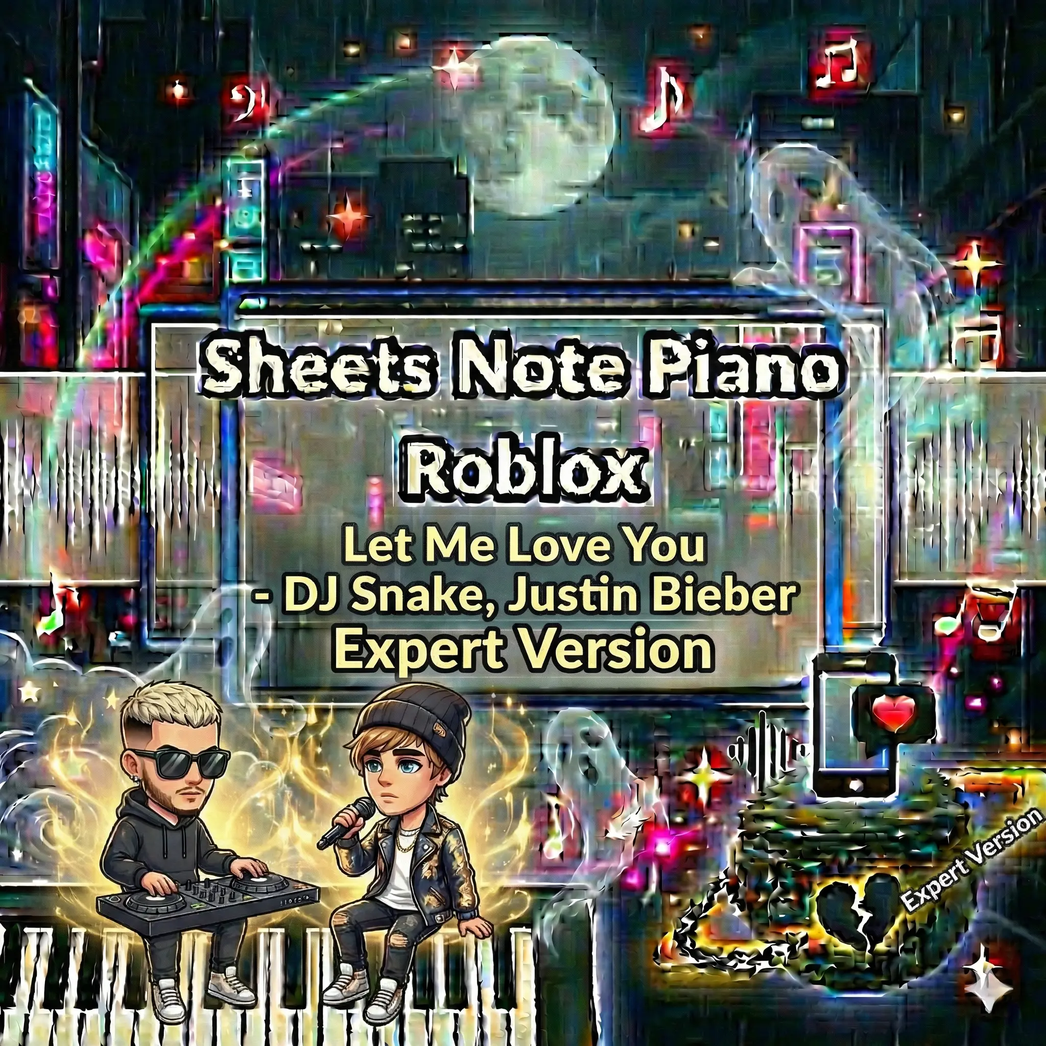 Sheets Note Piano Roblox Let Me Love You - DJ Snake, Justin Bieber Expert Version