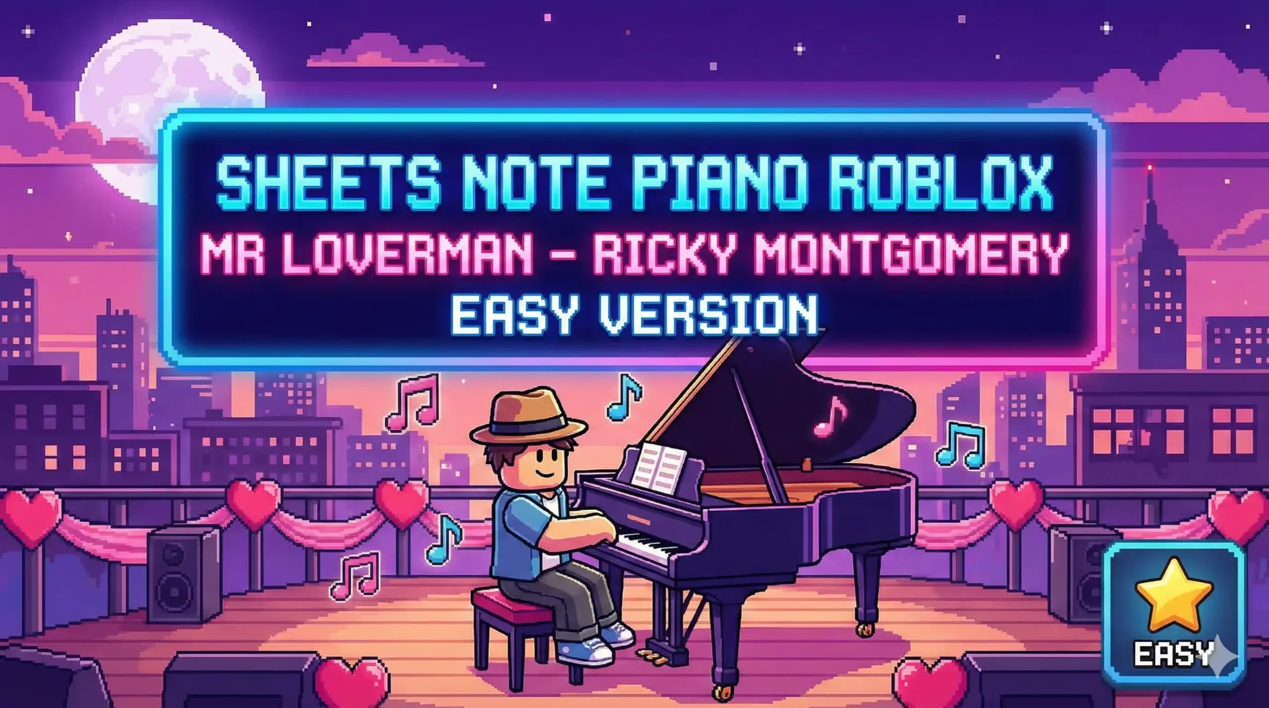 Sheets Note Piano Roblox MR Loverman - Ricky Montgomery Easy Version