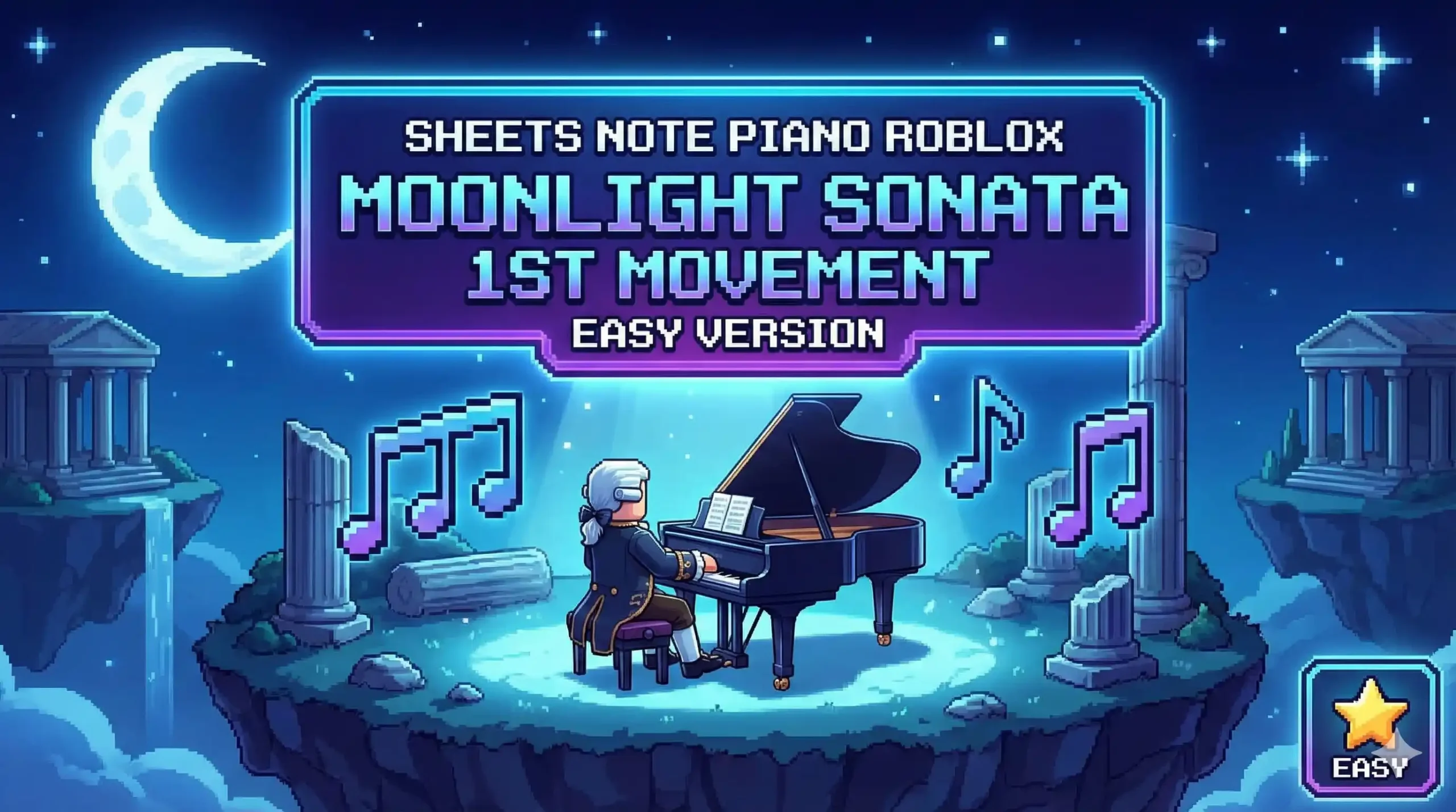 Sheets Note Piano Roblox Moonlight Sonata 1st Movement Easy Version