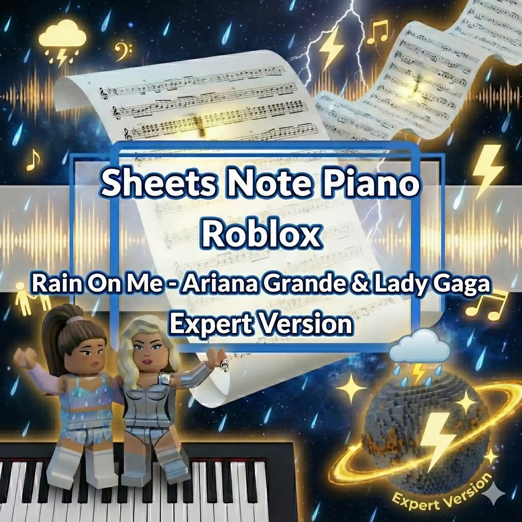 Sheets Note Piano Roblox Rain On Me - Ariana Grande & Lady Gaga Expert Version