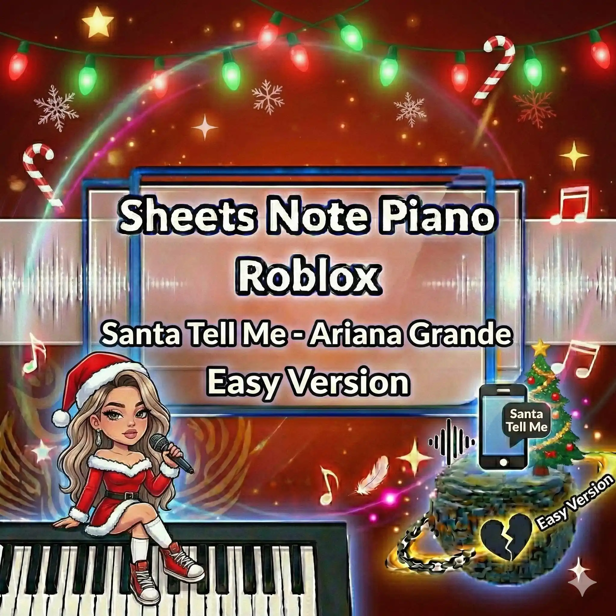 Sheets Note Piano Roblox Santa Tell Me - Ariana Grande Easy Version