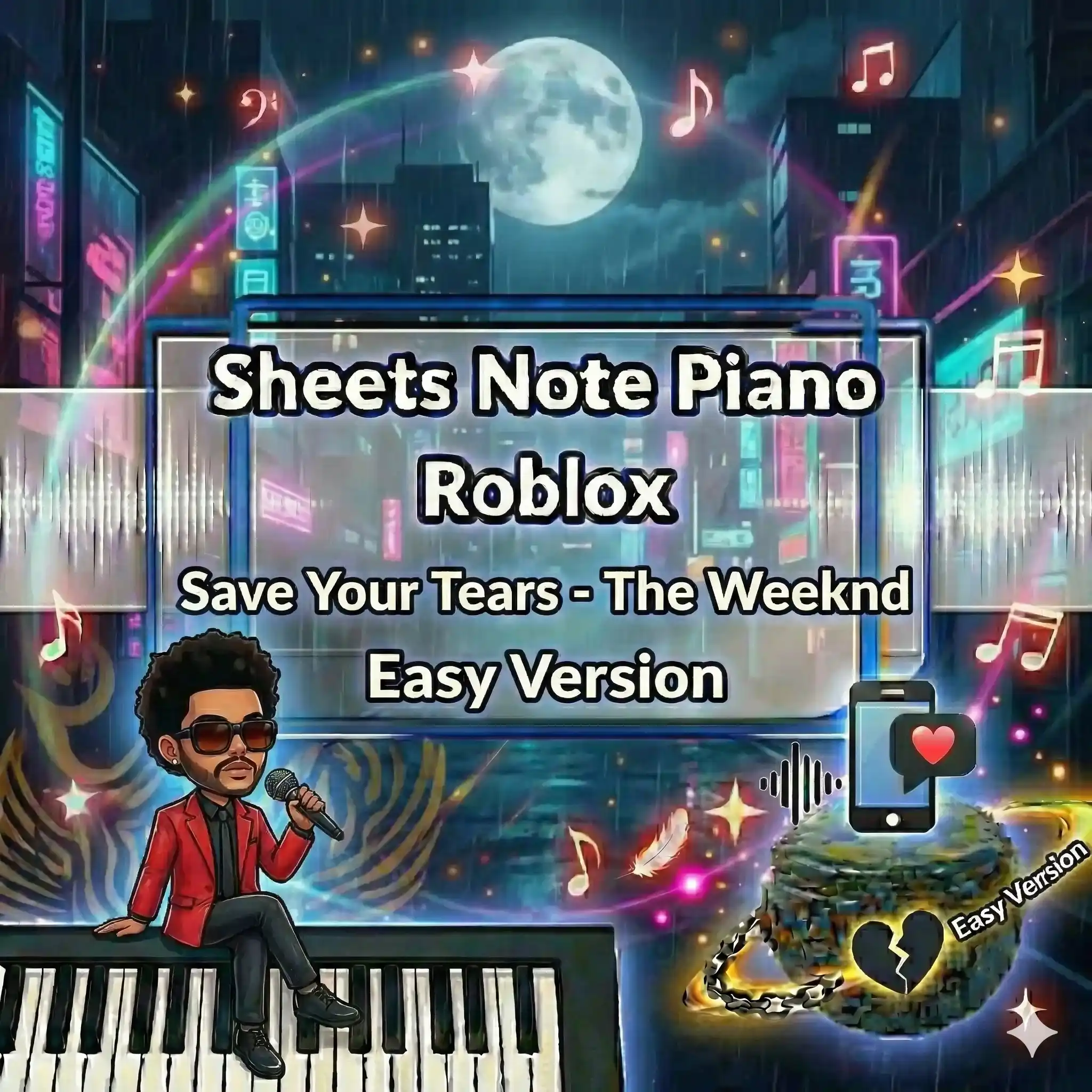 Sheets Note Piano Roblox Save Your Tears - The Weeknd Easy Version