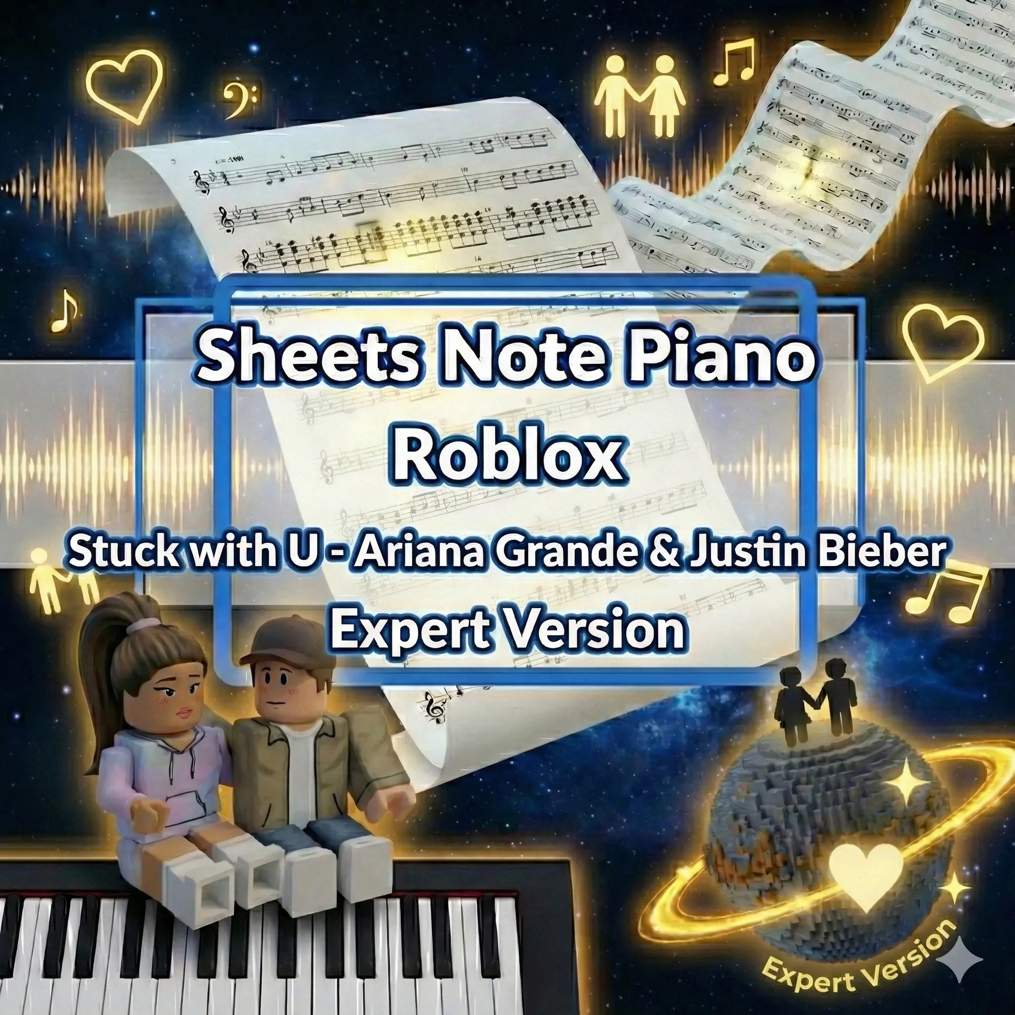 Sheets Note Piano Roblox Stuck with U - Ariana Grande & Justin Bieber Expert Version