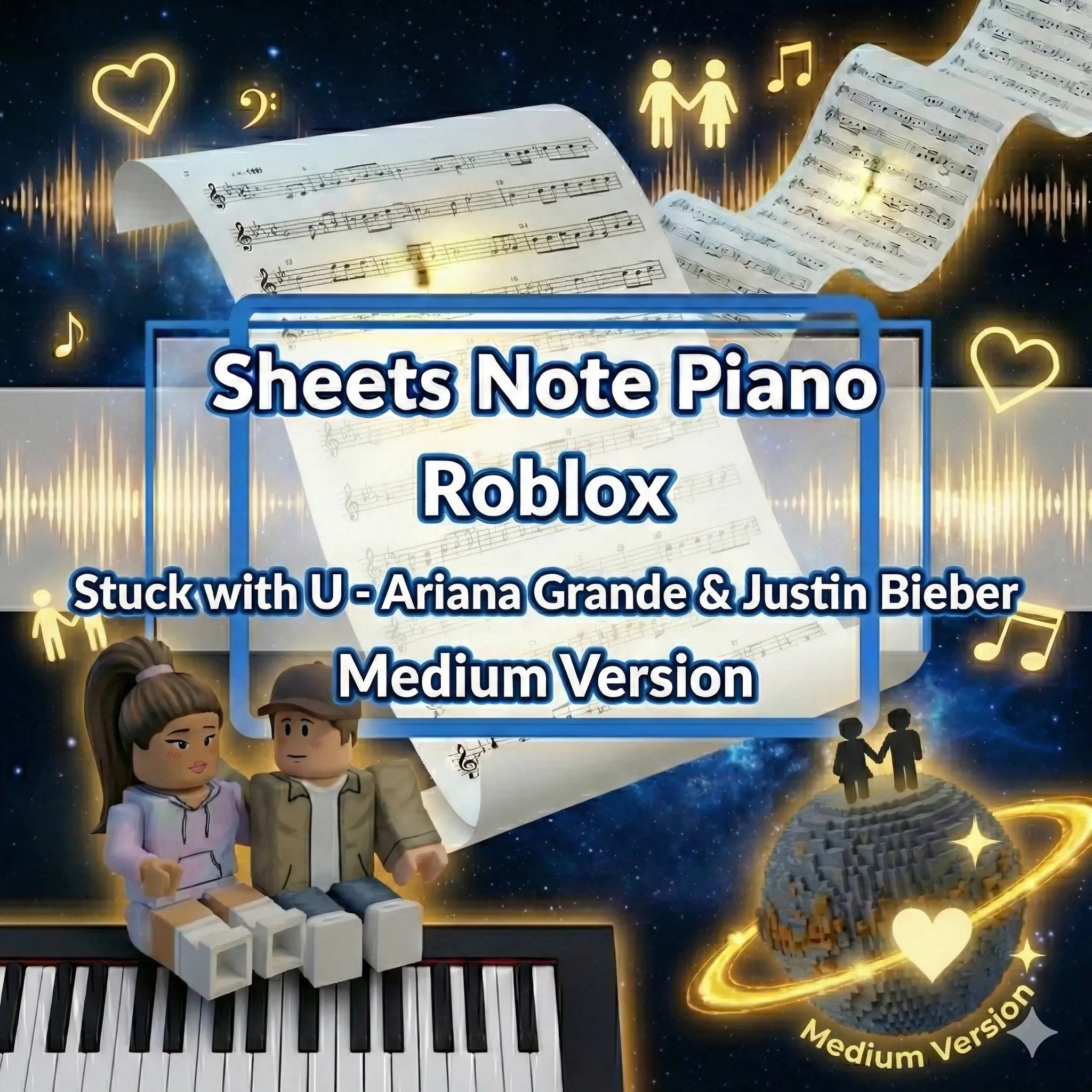 Sheets Note Piano Roblox Stuck with U - Ariana Grande & Justin Bieber Medium Version