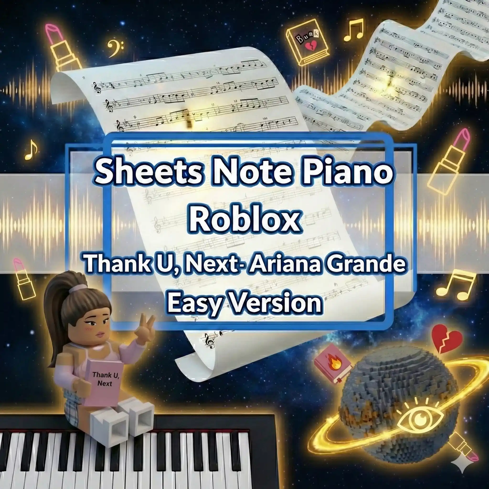 Sheets Note Piano Roblox Thank You, Next - Ariana Grande Easy Version