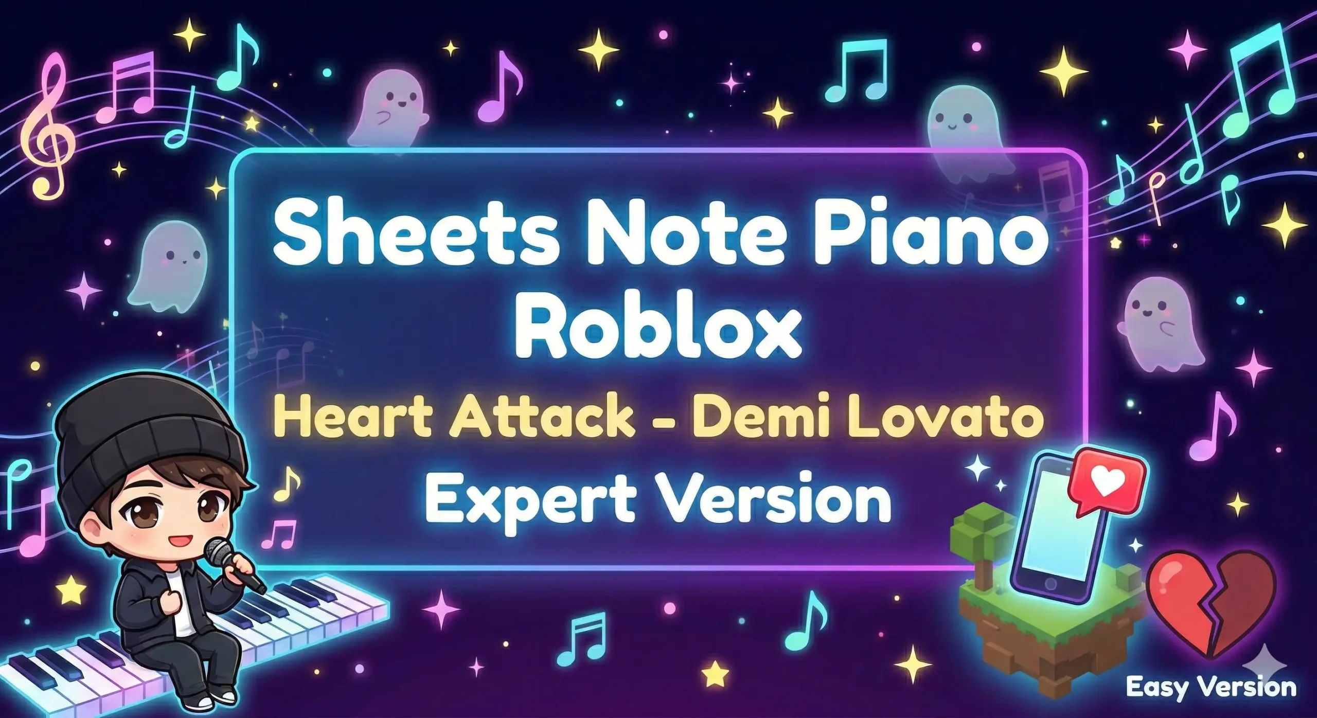 Sheets Note Piano Roblox Heart Attack - Demi Lovato Easy Version