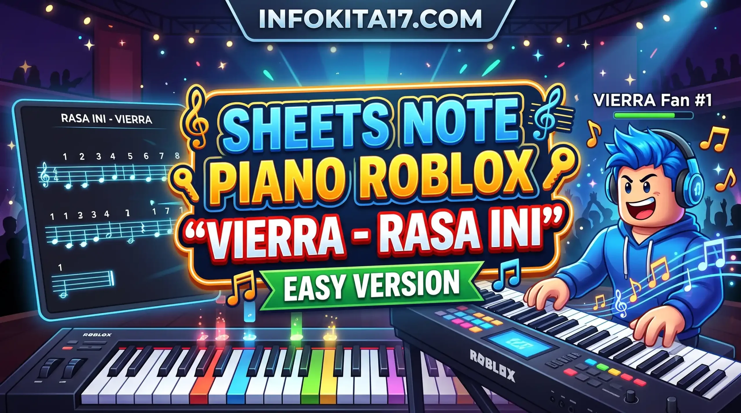 Sheets Note Piano Roblox Vierra - Rasa Ini Easy Version